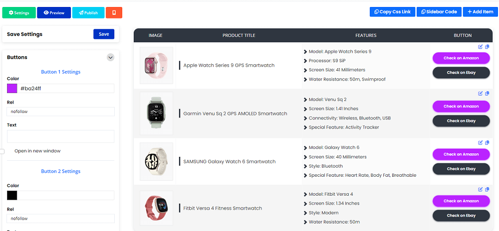 Customize Your Table with oneclicktable